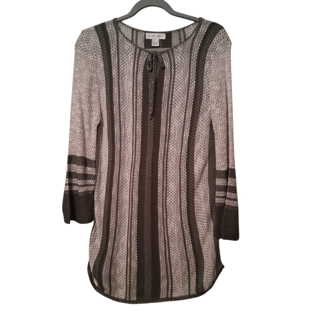 Christopher & Banks Striped Knit Tunic Sweater Light weight Medium